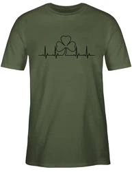 Shirtracer T-Shirt Kleeblatt Herzschlag St. Patricks Day Grün/Dunkelgrün