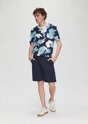 QS Cargoshorts Sweat-Shorts Tunnelzug Blau/Hellblau/Grün