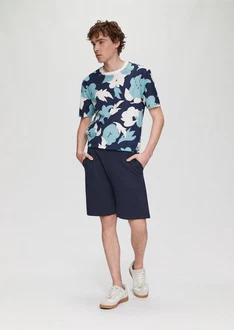 QS Cargoshorts Sweat-Shorts Tunnelzug Blau/Hellblau/Grün