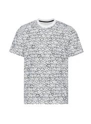 Trigema T-Shirt mit freundlichem Smiley-Muster Weiß/Schwarz/Grau/Hellblau/Orange