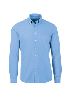 Trigema Poloshirt Business-Hemd aus DELUXE-Single-Jersey Hellblau/Blau/Dunkelblau