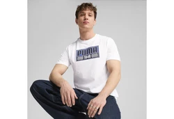 PUMA T-Shirt Graphics Moto Sport Herren Weiß/Creme