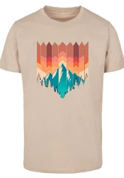 F4NT4STIC T-Shirt Berg Sonnenuntergang Beige/Gelb/Khaki/Rot/Braun/Creme
