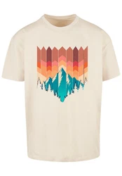 F4NT4STIC T-Shirt Berg Sonnenuntergang Türkis/Beige/Weiß/Braun/Creme/Rot