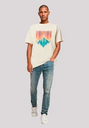 F4NT4STIC T-Shirt Berg Sonnenuntergang Türkis/Beige/Weiß/Braun/Creme/Rot