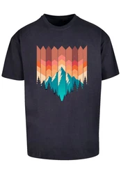 F4NT4STIC T-Shirt Berg Sonnenuntergang Braun/Dunkelblau/Mischfarben/Rot/Blau/Fliederfarben/Türkis