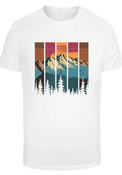 F4NT4STIC T-Shirt Berg Sonnenuntergang Retro Braun/Türkis/Weiß/Orange/Rot/Beige
