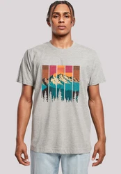 F4NT4STIC T-Shirt Berg Sonnenuntergang Retro Grau/Türkis/Hellgrau/Braun/Rot/Beige