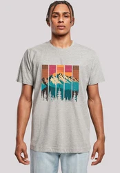 F4NT4STIC T-Shirt Berg Sonnenuntergang Retro Grau/Türkis/Hellgrau/Braun/Rot/Beige
