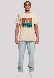 F4NT4STIC T-Shirt Berg Sonnenuntergang Retro Beige/Khaki/Braun/Gelb/Türkis
