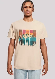 F4NT4STIC T-Shirt Berg Sonnenuntergang Retro Beige/Khaki/Braun/Gelb/Türkis F4NT4STIC T-Shirt Berg Sonnenuntergang Retro Beige/Khaki/Braun/Gelb/Türkis