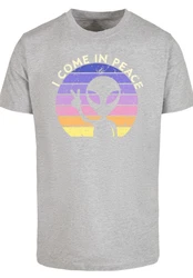 F4NT4STIC T-Shirt Alien Peace Sunset Grau/Hellgrau/Lila