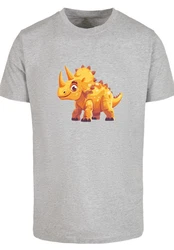 F4NT4STIC T-Shirt Ser Triceratops Dinosaurier Hellgrau/Grau