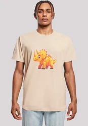 F4NT4STIC T-Shirt Ser Triceratops Dinosaurier Beige/Khaki/Creme/Orange