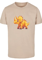 F4NT4STIC T-Shirt Ser Triceratops Dinosaurier Beige/Khaki/Creme/Orange