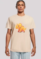 F4NT4STIC T-Shirt Ser Triceratops Dinosaurier Beige/Khaki/Creme/Orange