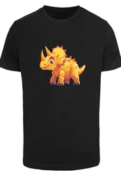 F4NT4STIC T-Shirt Ser Triceratops Dinosaurier Schwarz/Rot/Orange