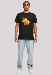 F4NT4STIC T-Shirt Ser Triceratops Dinosaurier Schwarz/Rot/Orange