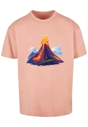 F4NT4STIC T-Shirt Vulkanausbruch Rot/Rosa/Beige/Orange/Fliederfarben