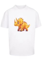 F4NT4STIC T-Shirt Ser Triceratops Dinosaurier Weiß/Grau/Braun/Rot