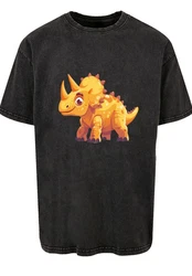 F4NT4STIC T-Shirt Ser Triceratops Dinosaurier Rot/Braun/Schwarz/Dunkelgrau/Creme