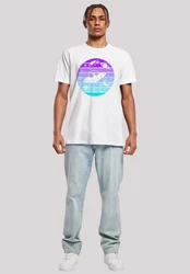 F4NT4STIC T-Shirt Retro Alien Weltraum Sonnenuntergang Weiß/Lila/Mischfarben/Fliederfarben/Hellblau