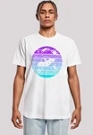 F4NT4STIC T-Shirt Retro Alien Weltraum Sonnenuntergang Weiß/Lila/Mischfarben/Fliederfarben/Hellblau