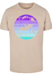 F4NT4STIC T-Shirt Retro Alien Weltraum Sonnenuntergang Khaki/Beige/Gelb/Braun