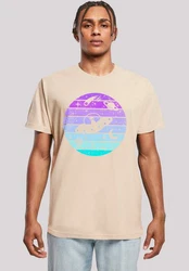 F4NT4STIC T-Shirt Retro Alien Weltraum Sonnenuntergang Khaki/Beige/Gelb/Braun