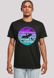F4NT4STIC T-Shirt Retro Alien Weltraum Sonnenuntergang Schwarz/Lila/Braun/Mischfarben/Blau