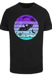 F4NT4STIC T-Shirt Retro Alien Weltraum Sonnenuntergang Schwarz/Lila/Braun/Mischfarben/Blau