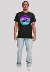 F4NT4STIC T-Shirt Retro Alien Weltraum Sonnenuntergang Schwarz/Lila/Braun/Mischfarben/Blau