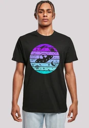F4NT4STIC T-Shirt Retro Alien Weltraum Sonnenuntergang Schwarz/Lila/Braun/Mischfarben/Blau
