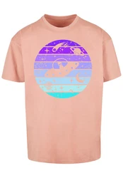 F4NT4STIC T-Shirt Retro Alien Weltraum Sonnenuntergang Rosa/Beige/Gelb/Orange