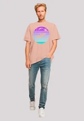 F4NT4STIC T-Shirt Retro Alien Weltraum Sonnenuntergang Rosa/Beige/Gelb/Orange
