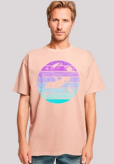 F4NT4STIC T-Shirt Retro Alien Weltraum Sonnenuntergang Rosa/Beige/Gelb/Orange F4NT4STIC T-Shirt Retro Alien Weltraum Sonnenuntergang Rosa/Beige/Gelb/Orange