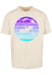 F4NT4STIC T-Shirt Retro Alien Weltraum Sonnenuntergang Gelb/Khaki/Mischfarben/Weiß/Beige/Creme