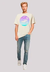 F4NT4STIC T-Shirt Retro Alien Weltraum Sonnenuntergang Gelb/Khaki/Mischfarben/Weiß/Beige/Creme