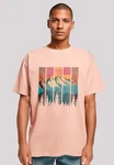 F4NT4STIC T-Shirt Berg Sonnenuntergang Retro Rosa/Braun/Orange/Türkis