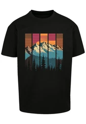 F4NT4STIC T-Shirt Berg Sonnenuntergang Retro Braun/Türkis/Mischfarben/Schwarz/Rot/Beige