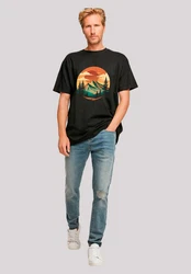 F4NT4STIC T-Shirt Sonnenuntergang Berglandschaft Orange/Türkis/Braun/Dunkelgrün/Grün/Beige/Schwarz