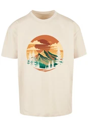F4NT4STIC T-Shirt Sonnenuntergang Berglandschaft Gelb/Khaki/Orange/Beige/Braun