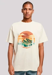 F4NT4STIC T-Shirt Sonnenuntergang Berglandschaft Gelb/Khaki/Orange/Beige/Braun