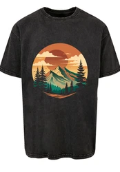 F4NT4STIC T-Shirt Sonnenuntergang Berglandschaft Braun/Rot/Türkis/Orange/Schwarz/Dunkelgrün