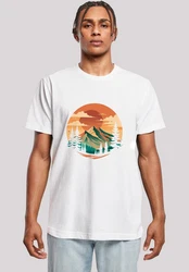 F4NT4STIC T-Shirt Sonnenuntergang Berglandschaft Beige/Weiß/Orange/Gelb