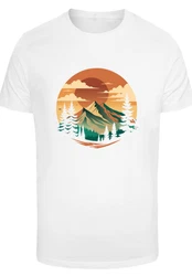 F4NT4STIC T-Shirt Sonnenuntergang Berglandschaft Beige/Weiß/Orange/Gelb