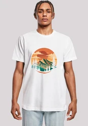 F4NT4STIC T-Shirt Sonnenuntergang Berglandschaft Beige/Weiß/Orange/Gelb