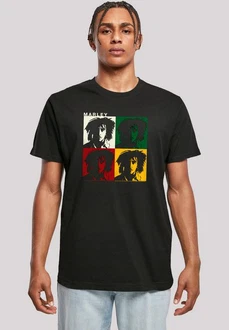 F4NT4STIC T-Shirt Bob Marley Colour Blocks Two Sleeves Schwarz/Grau