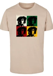 F4NT4STIC T-Shirt Bob Marley Colour Blocks Two Sleeves Creme/Beige/Khaki