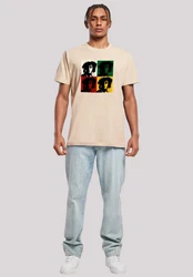 F4NT4STIC T-Shirt Bob Marley Colour Blocks Two Sleeves Creme/Beige/Khaki